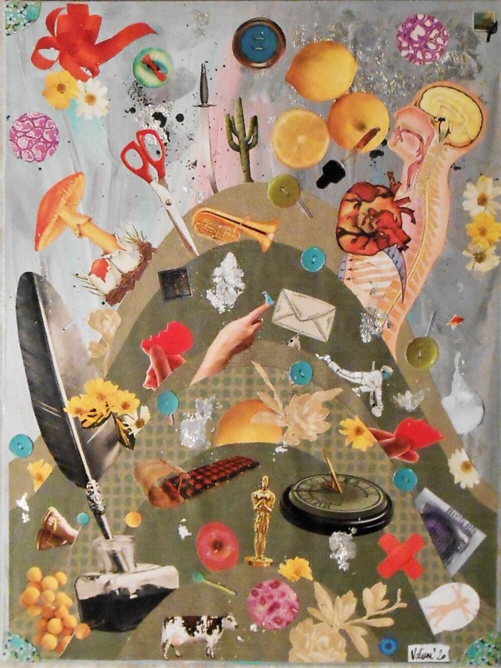 Original & unique collage on a 16 X 12 X 1/2 canvas